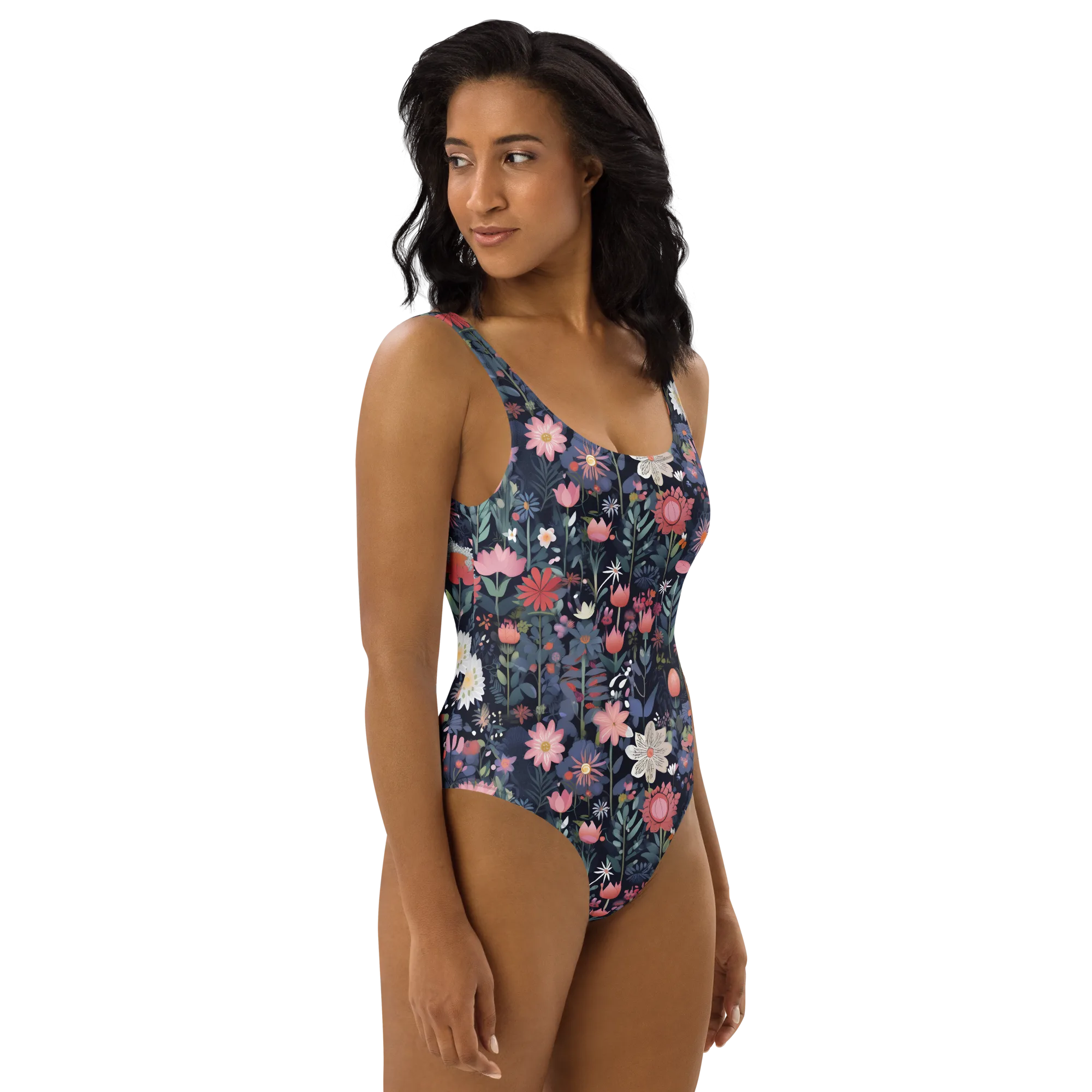 Twilight Bloom on One-Piece Swimsuit — Front print