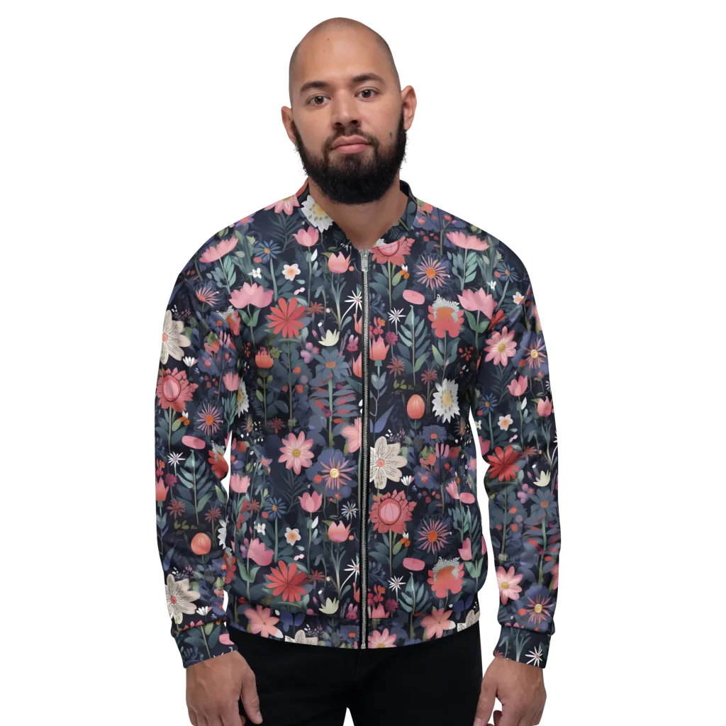 Twilight Bloom on Bomber Jacket — Front