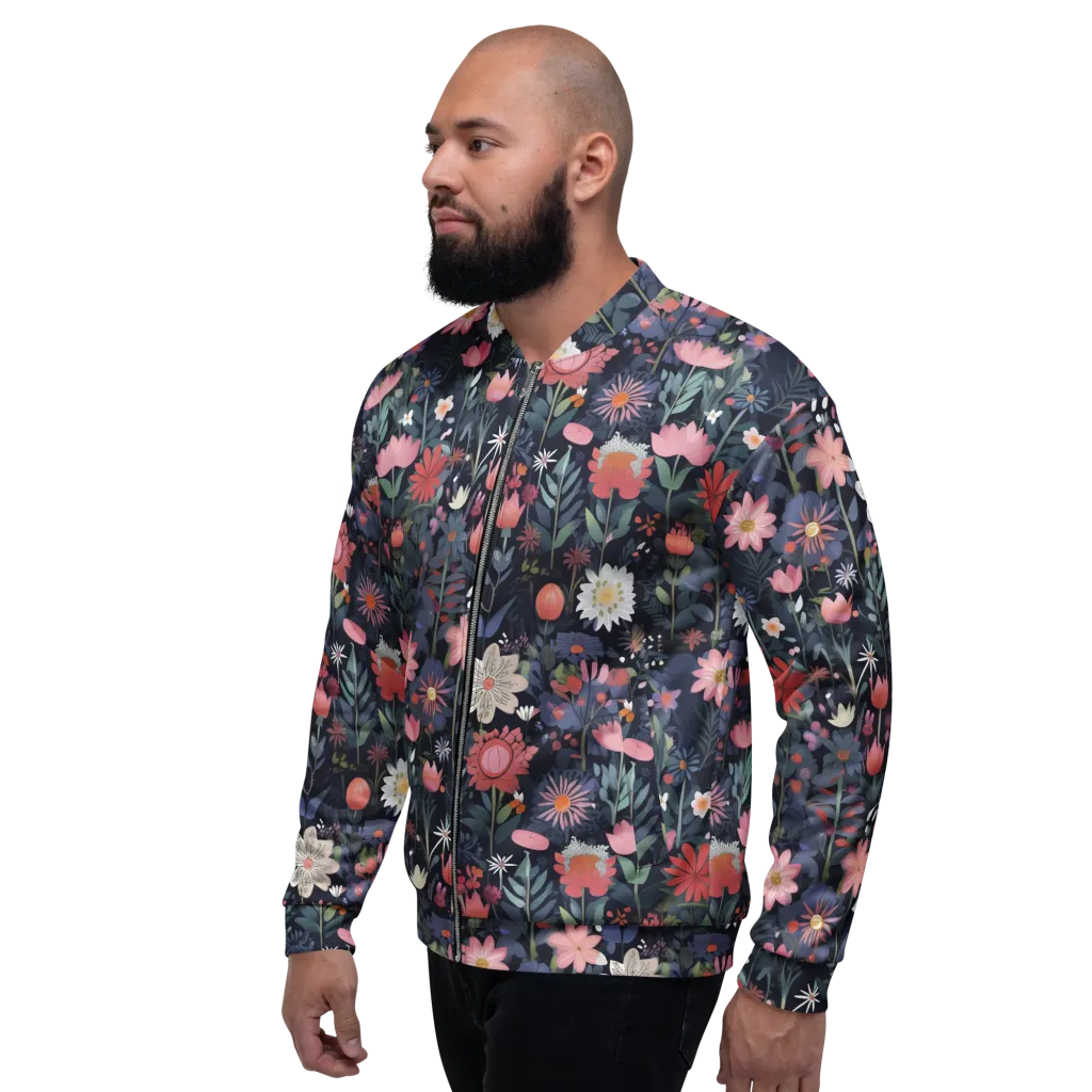 Twilight Bloom on Bomber Jacket — Left