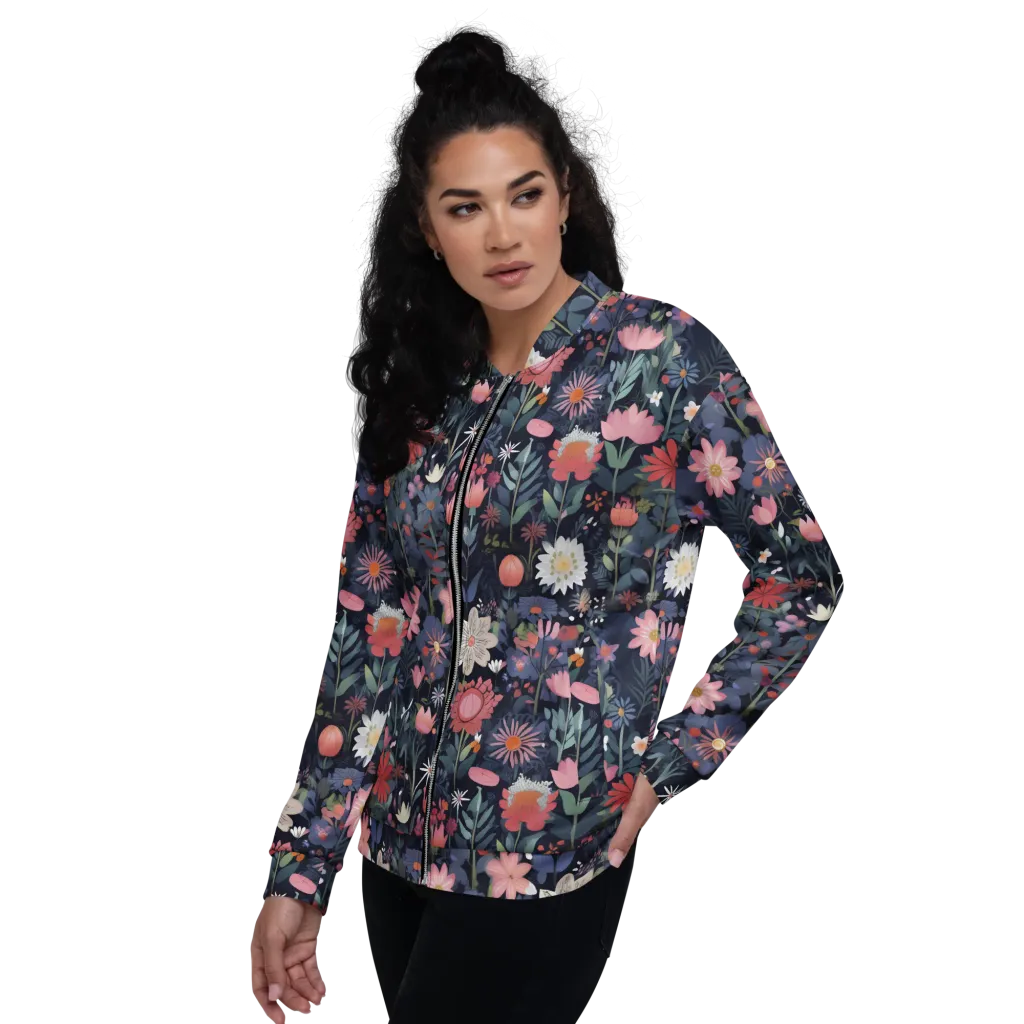 Twilight Bloom on Bomber Jacket — Left sleeve