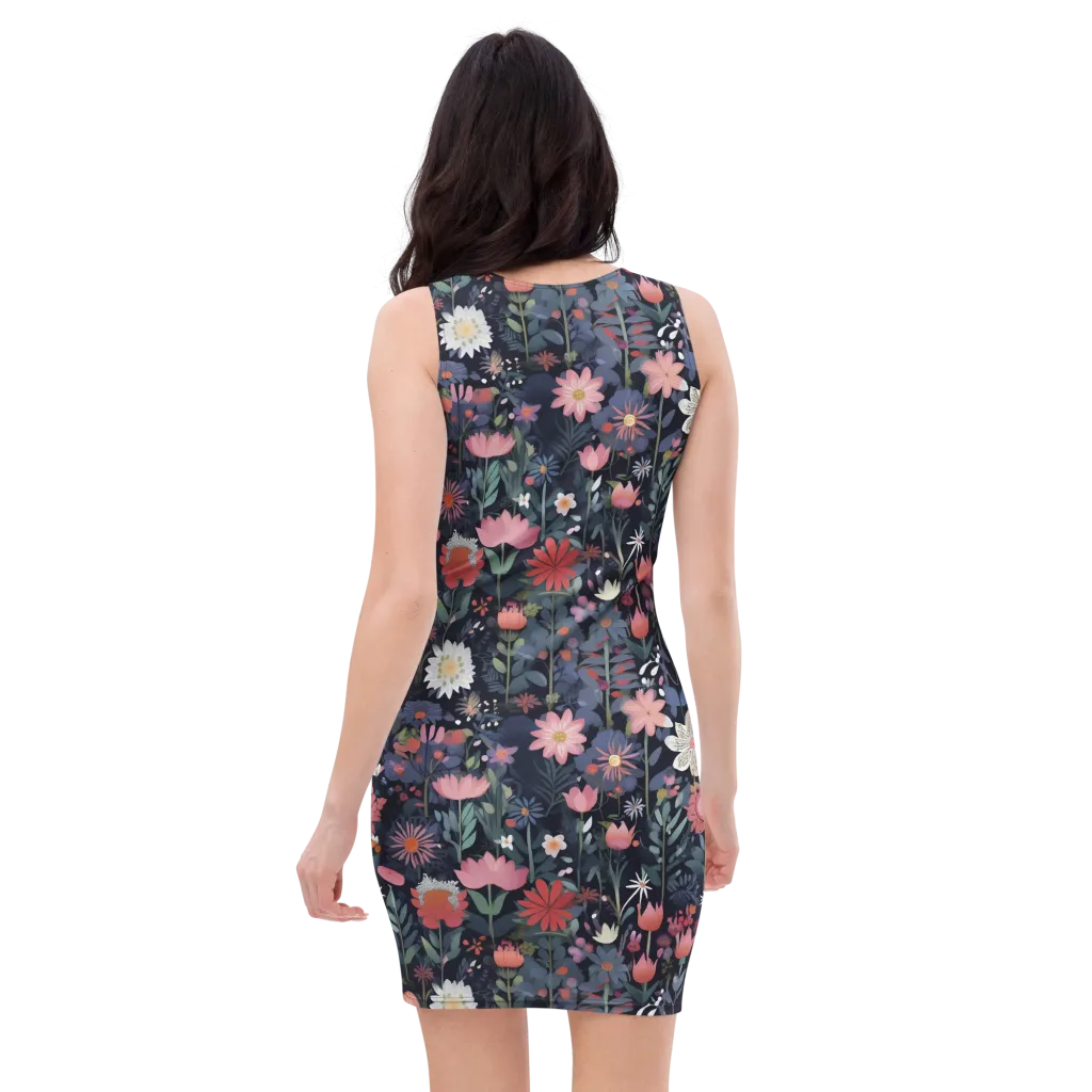 Twilight Bloom on Bodycon Dress — Back