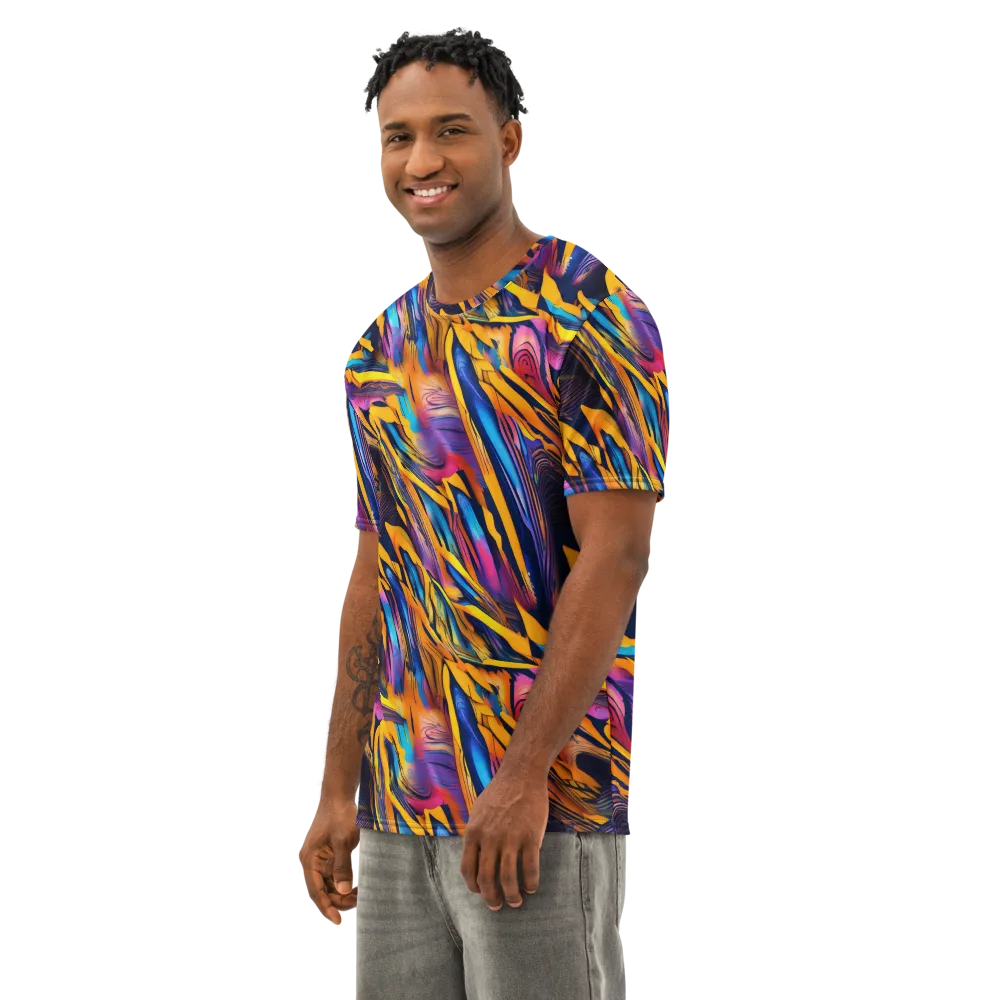 Electric Saffron on Men's Cotton Crew Neck T-Shirt — Left Front
