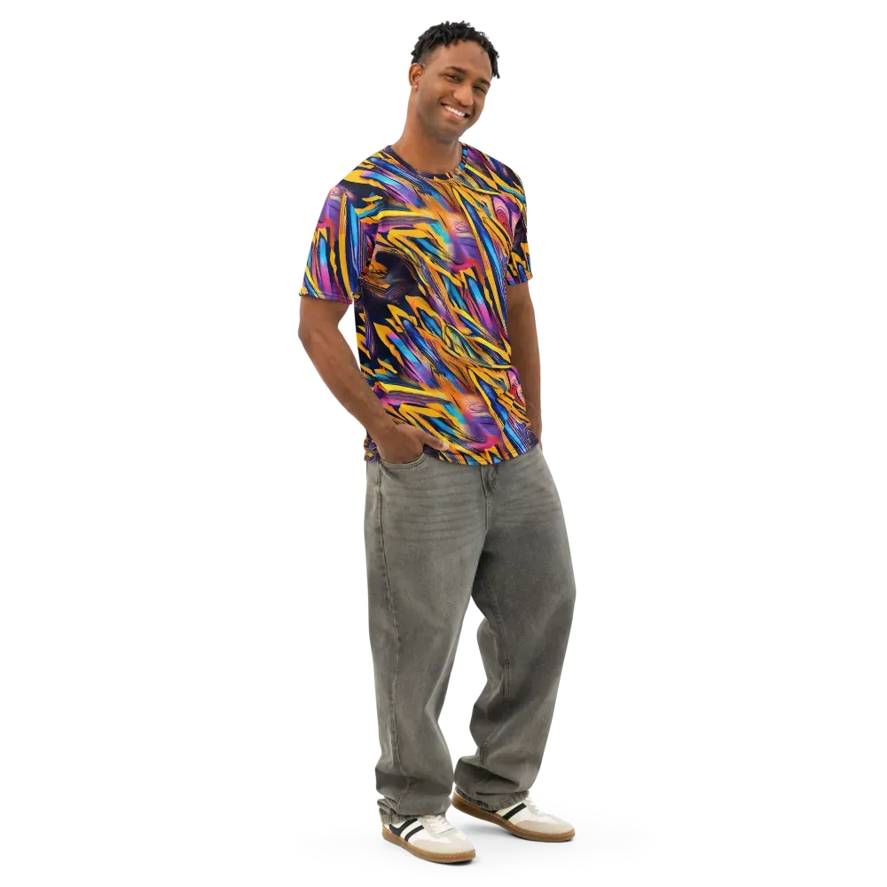 Electric Saffron on Men's Cotton Crew Neck T-Shirt — Right Front