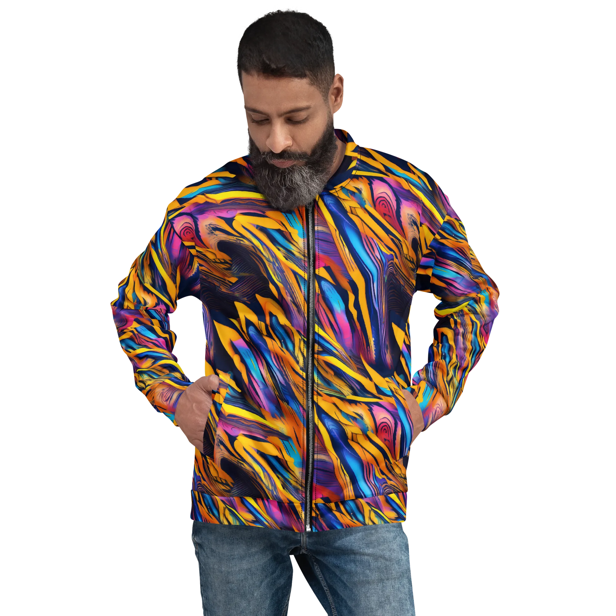 Electric Saffron on Bomber Jacket — Front print