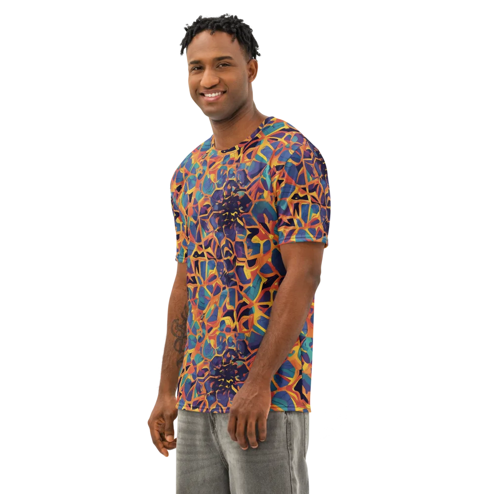 Saffron Circuit on Men's Cotton Crew Neck T-Shirt — Left Front