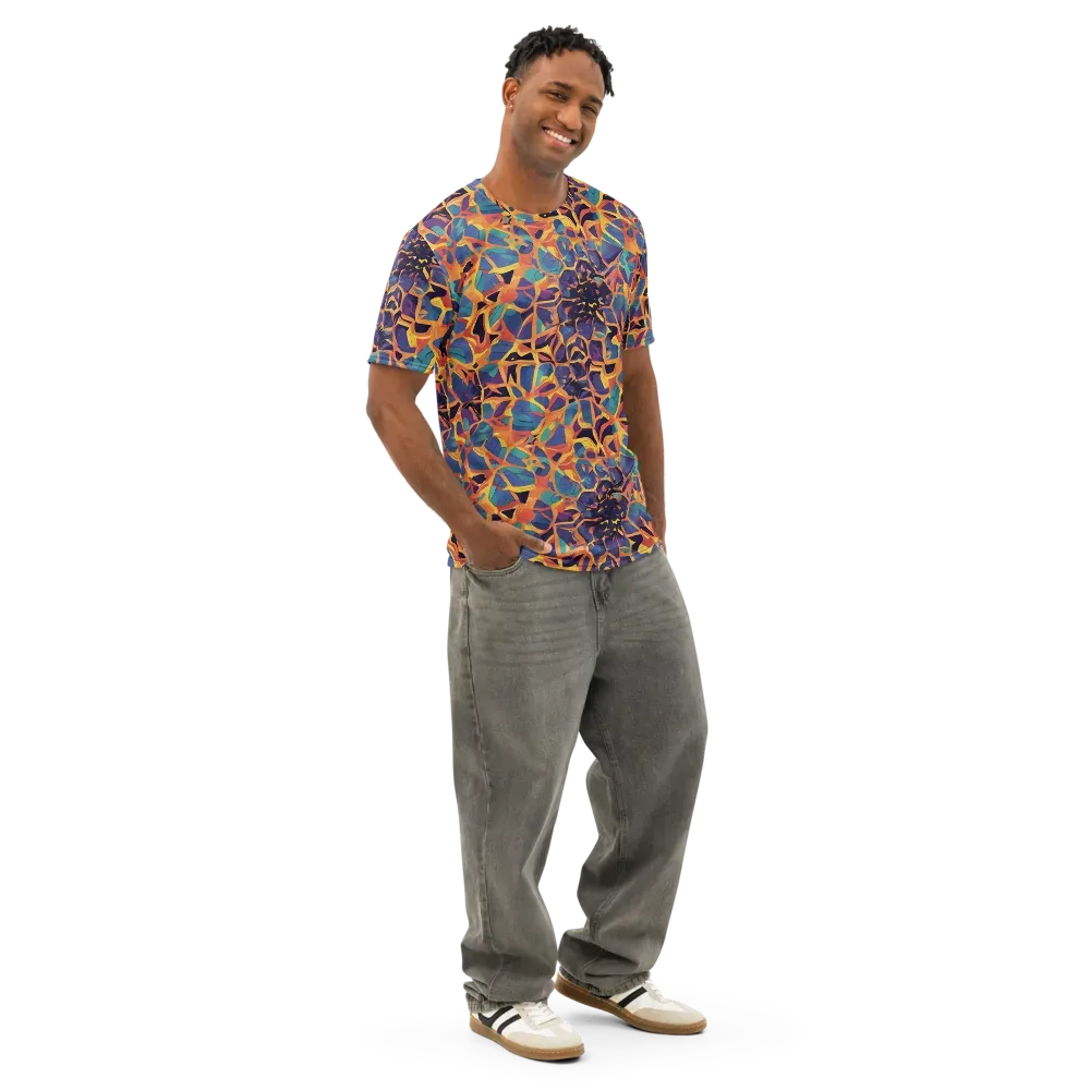 Saffron Circuit on Men's Cotton Crew Neck T-Shirt — Right Front