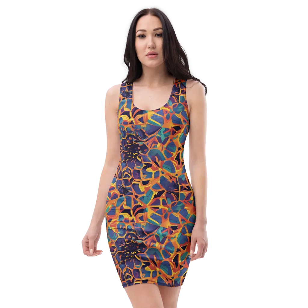 Saffron Circuit on Bodycon Dress — Front