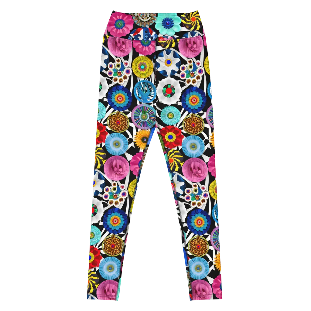 Chromatic Carnival on Yoga Leggings — Front waist