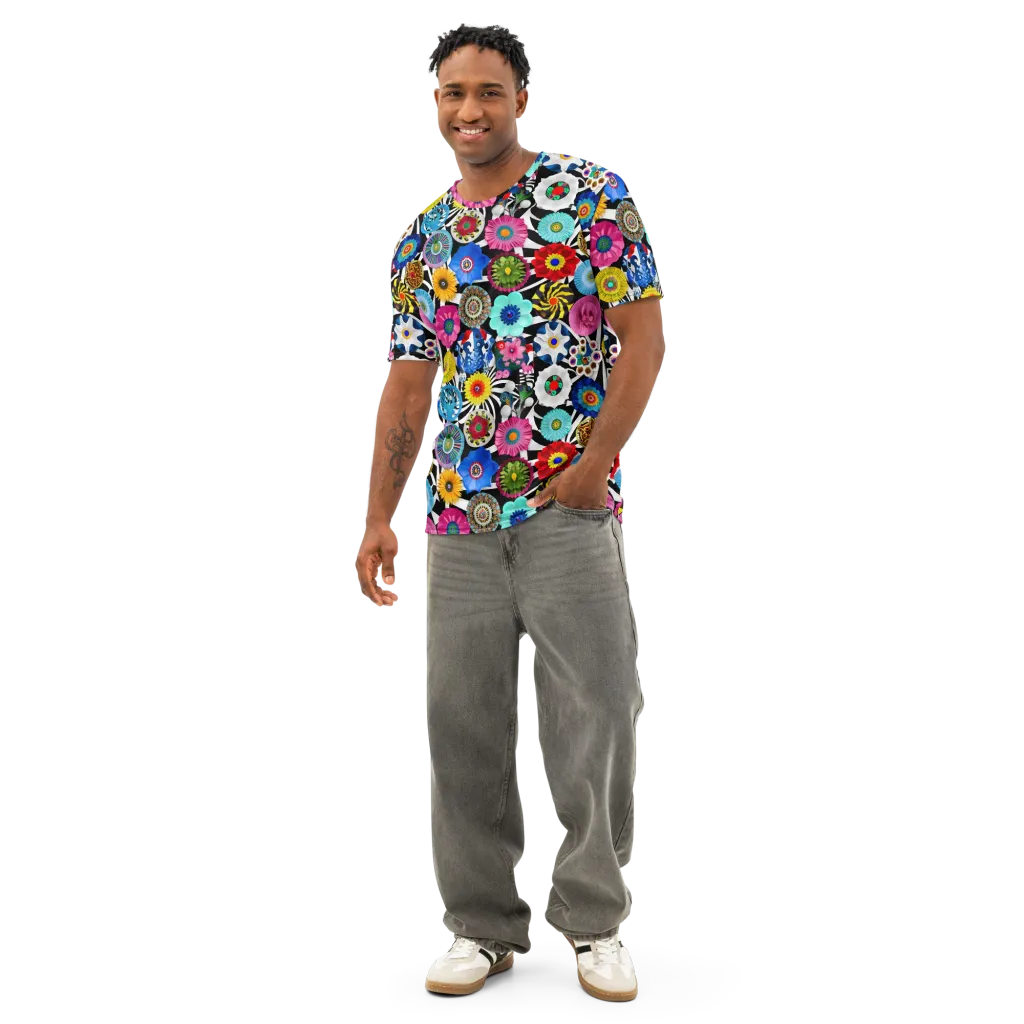 Chromatic Carnival on Men's Cotton Crew Neck T-Shirt — Front