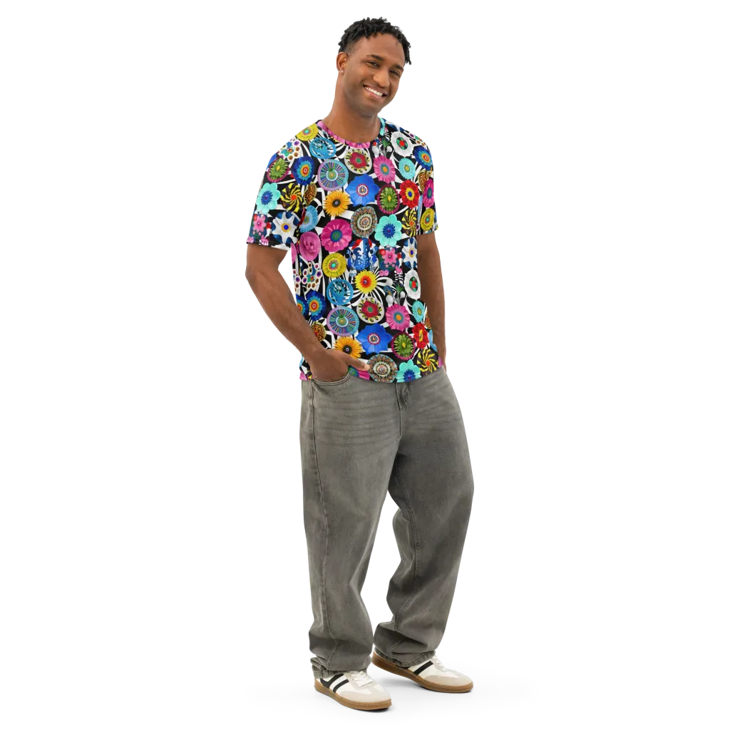 Chromatic Carnival on Men's Cotton Crew Neck T-Shirt — Right Front