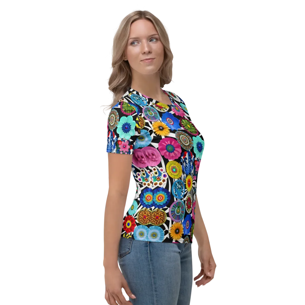 Chromatic Carnival on Women's Crew Neck T-Shirt — Right sleeve