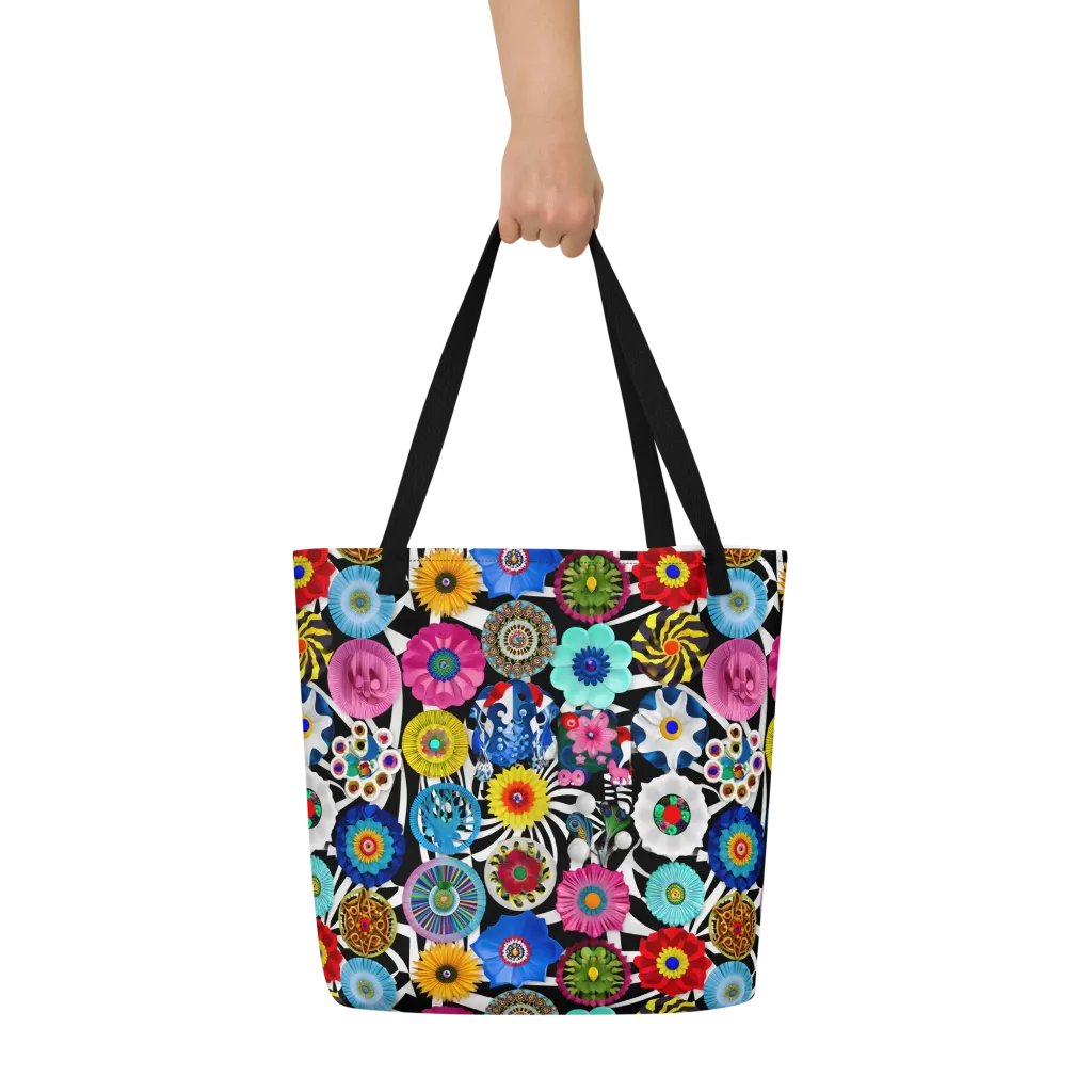 Chromatic Carnival on Large Tote Bag W/ Pocket — Print file