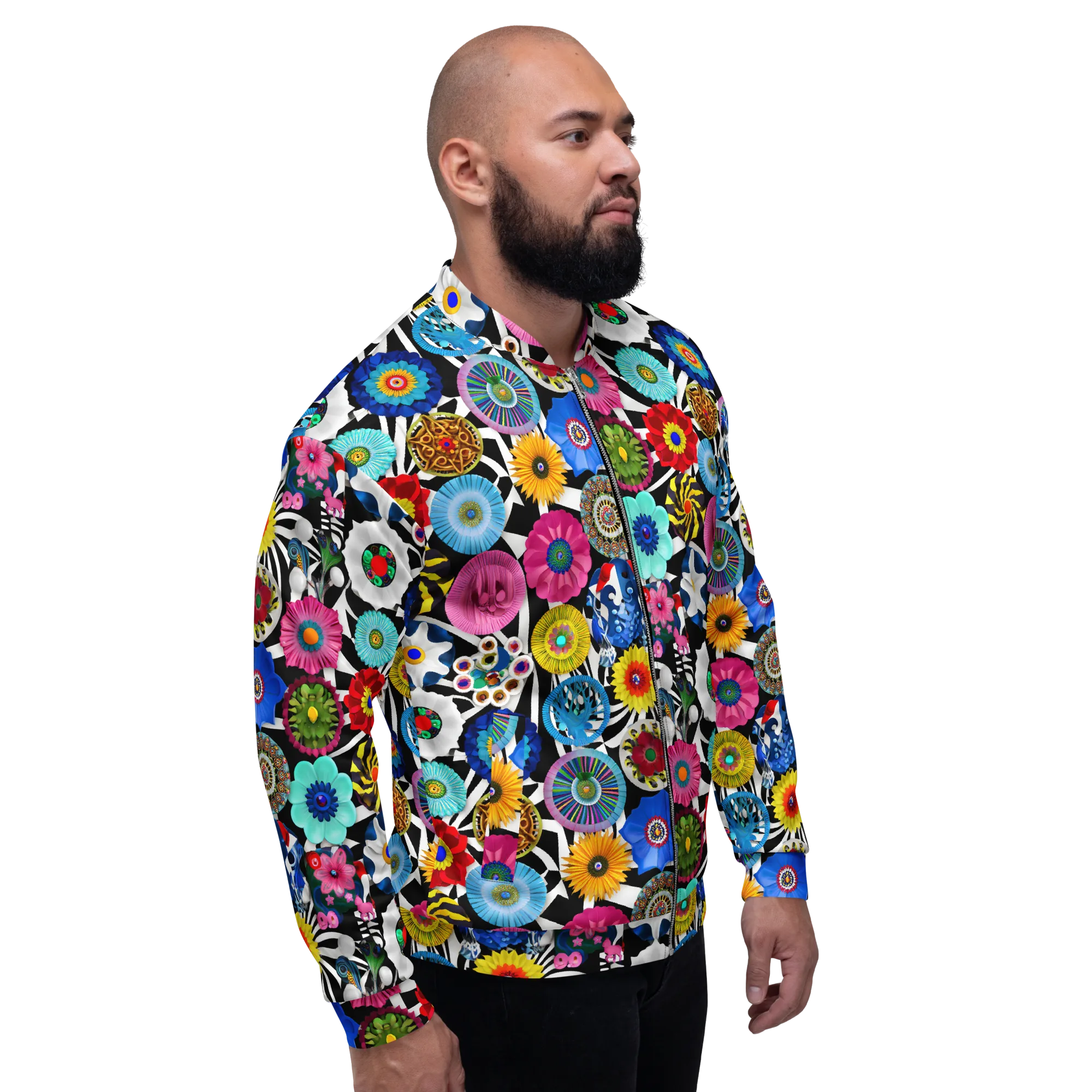 Chromatic Carnival on Bomber Jacket — Right sleeve