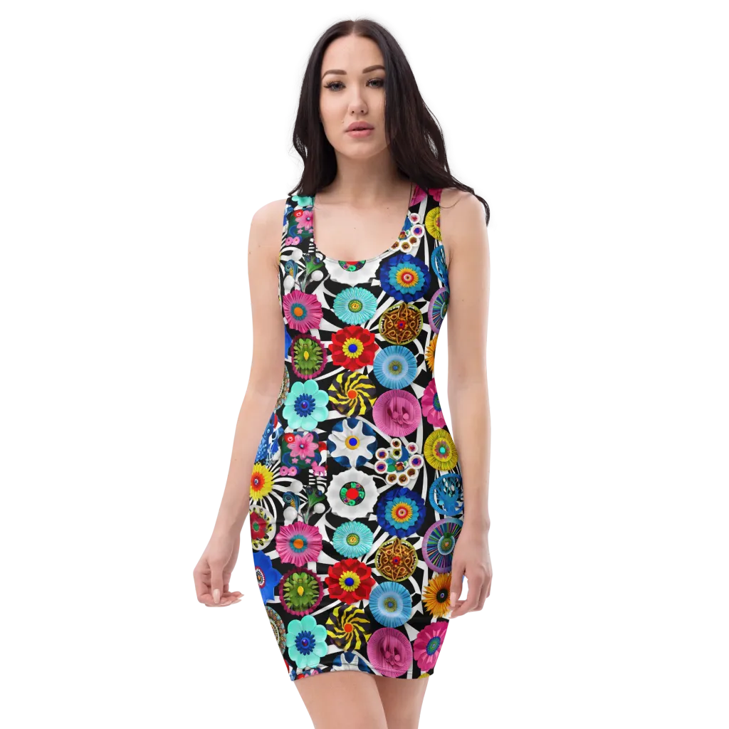 Chromatic Carnival on Bodycon Dress — Front