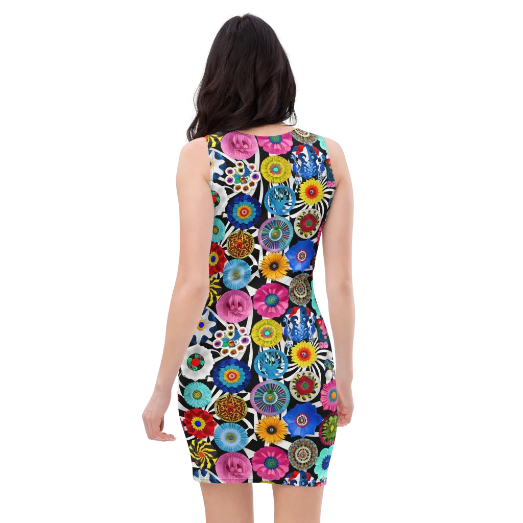 Chromatic Carnival on Bodycon Dress — Back