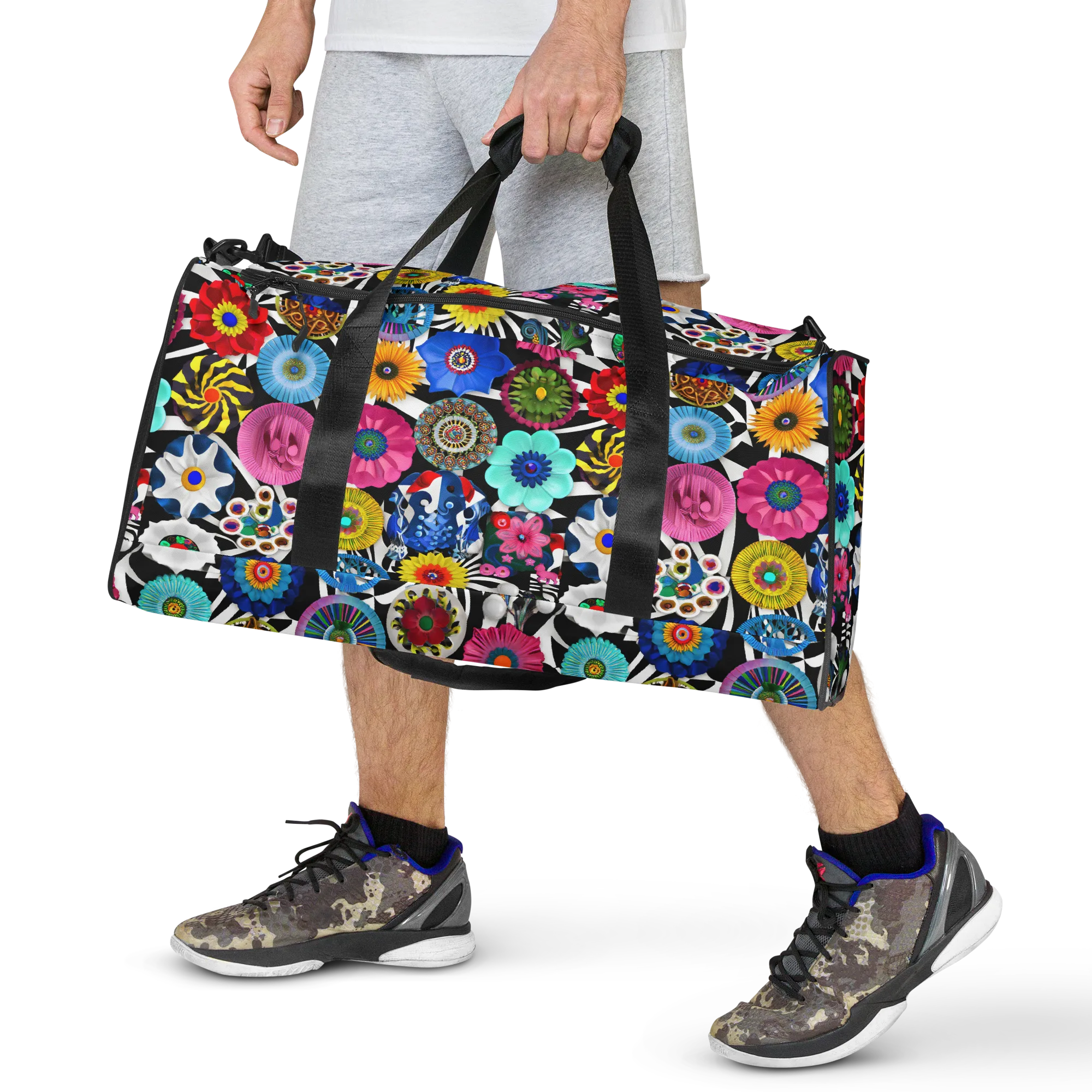Chromatic Carnival on Duffle Bag — Front print