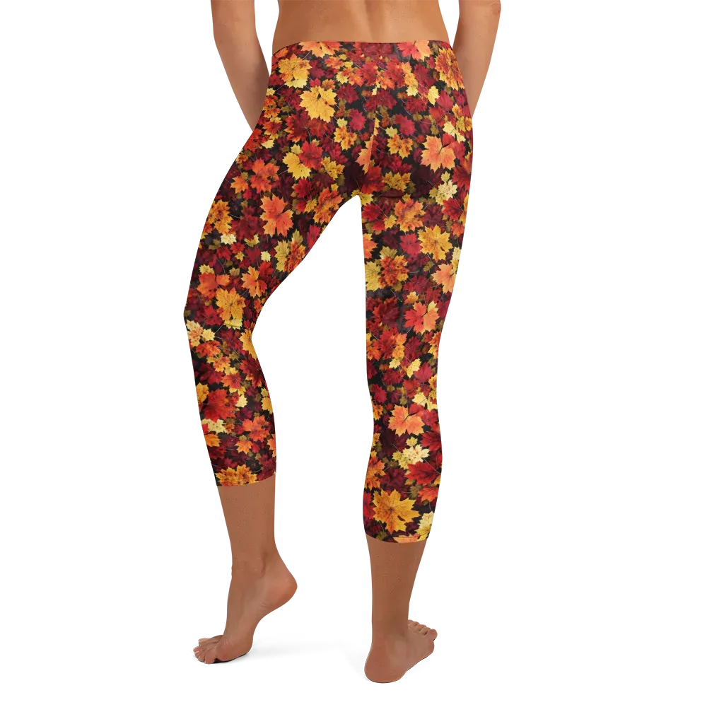 Falling Gold on Capri Leggings — Back