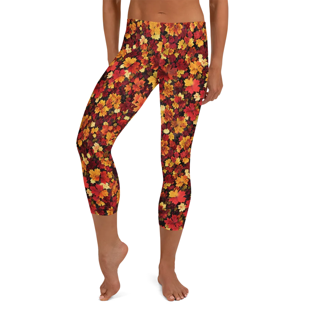 Falling Gold on Capri Leggings — Front