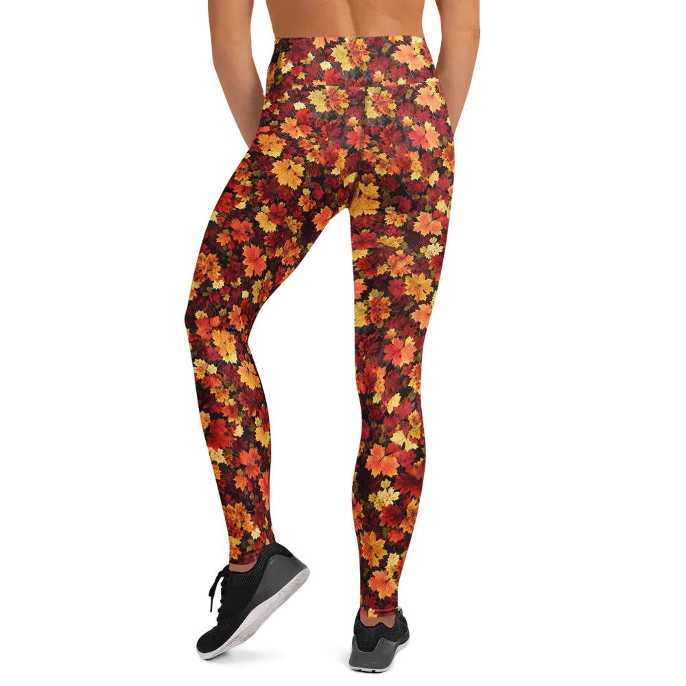Falling Gold on Yoga Leggings — Back