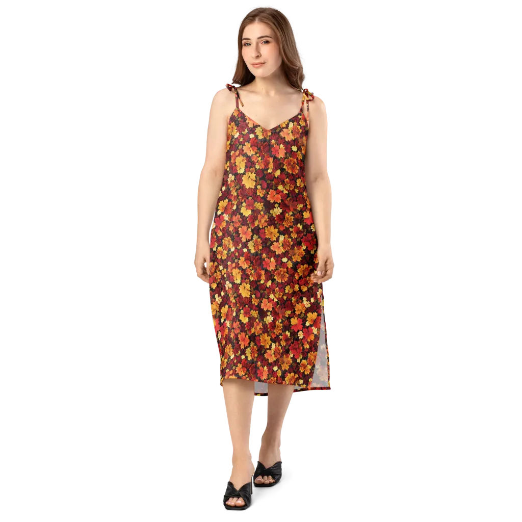 Falling Gold on Slip Dress — Front