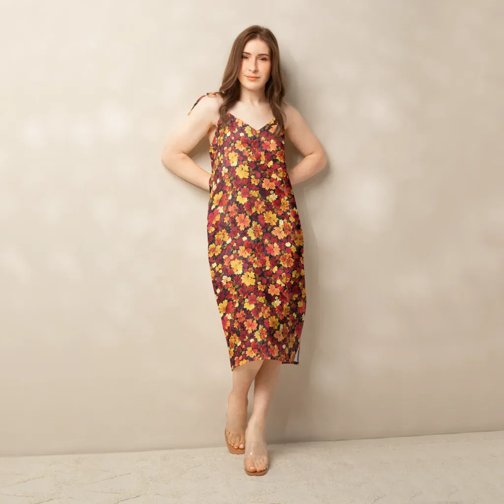 Falling Gold on Slip Dress — Back print