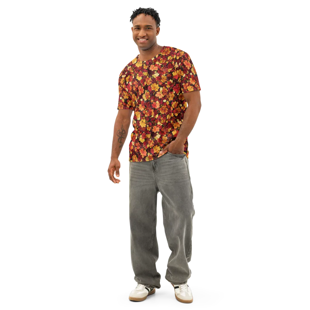 Falling Gold on Men's Cotton Crew Neck T-Shirt — Front