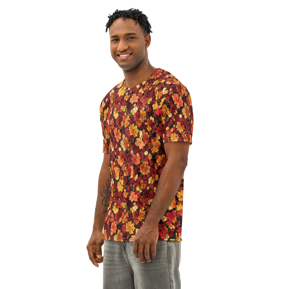 Falling Gold on Men's Cotton Crew Neck T-Shirt — Left Front