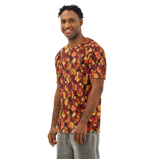 Falling Gold on a Men's Cotton Crew Neck T-Shirt