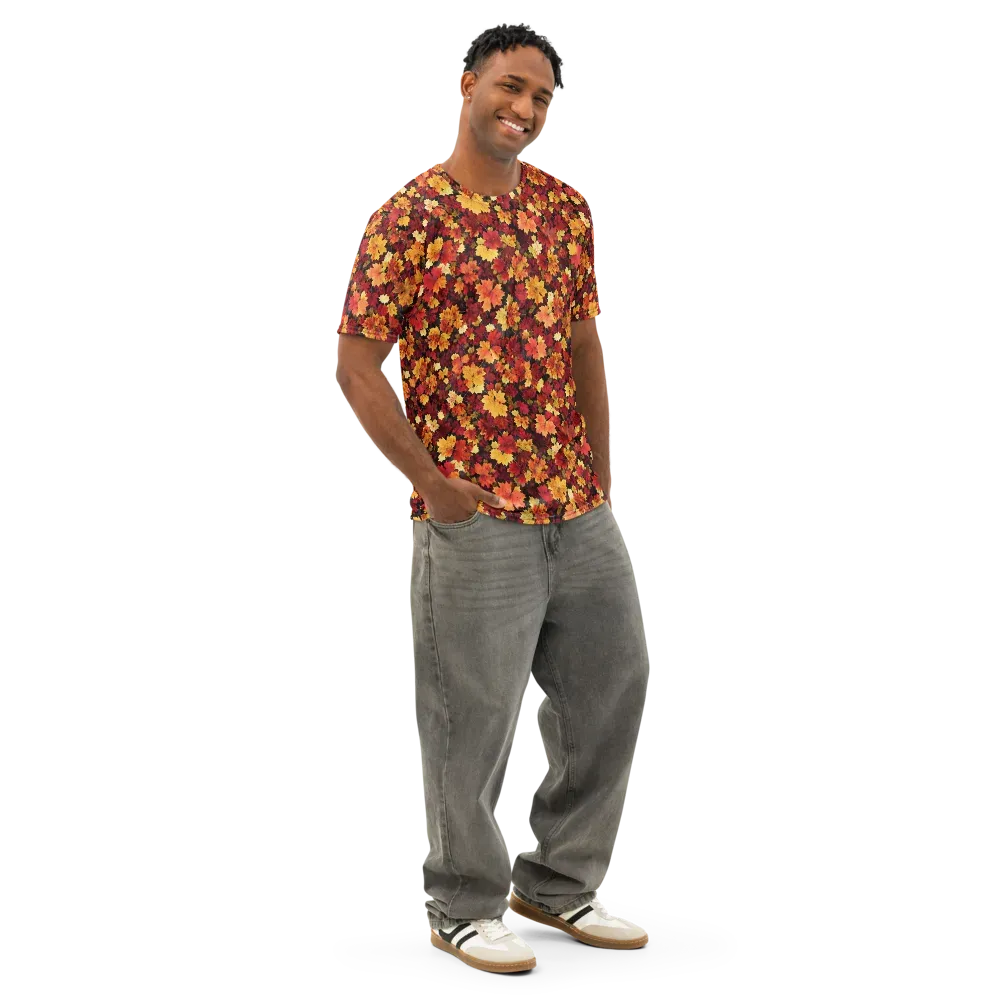 Falling Gold on Men's Cotton Crew Neck T-Shirt — Right Front