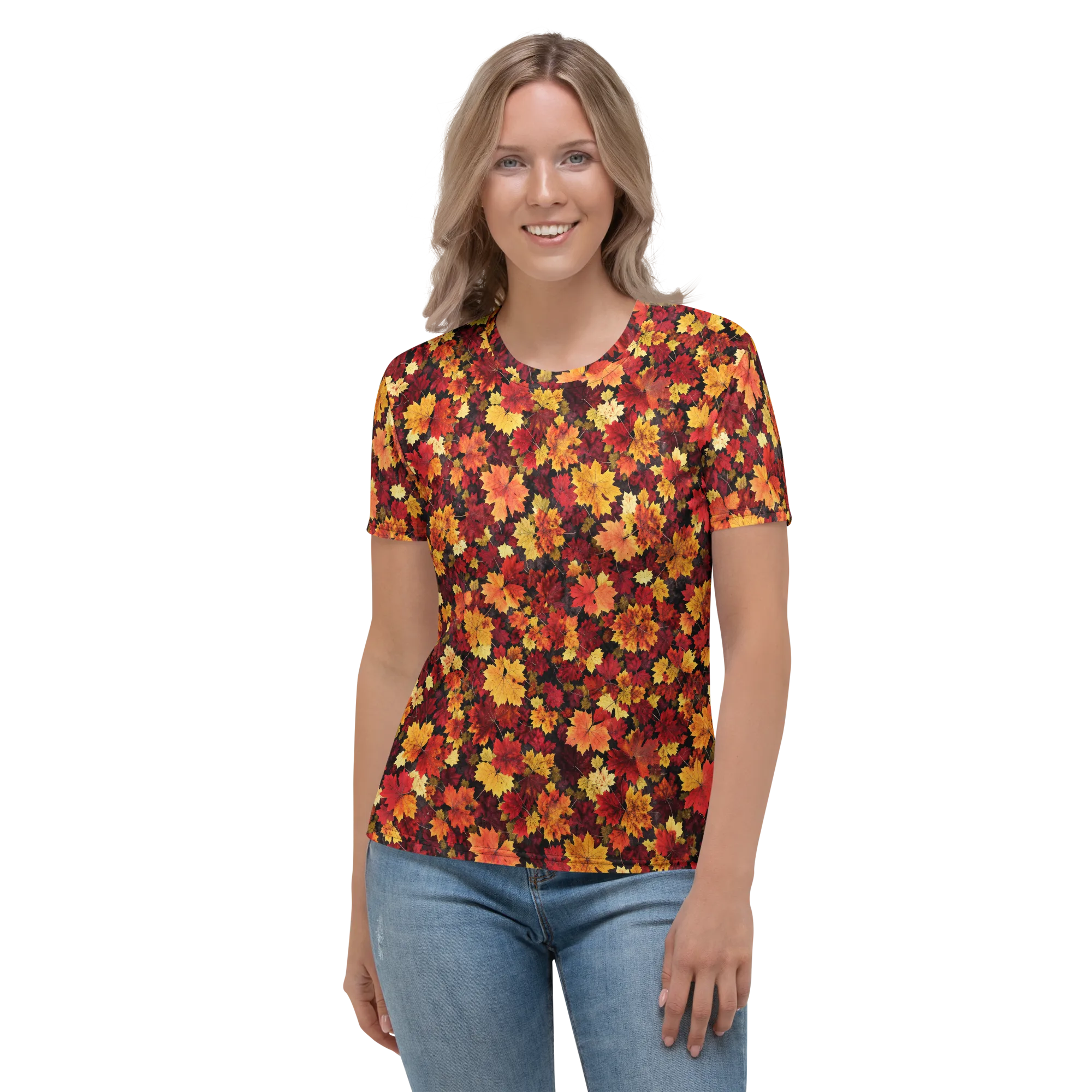 Falling Gold on Women's Crew Neck T-Shirt — Front