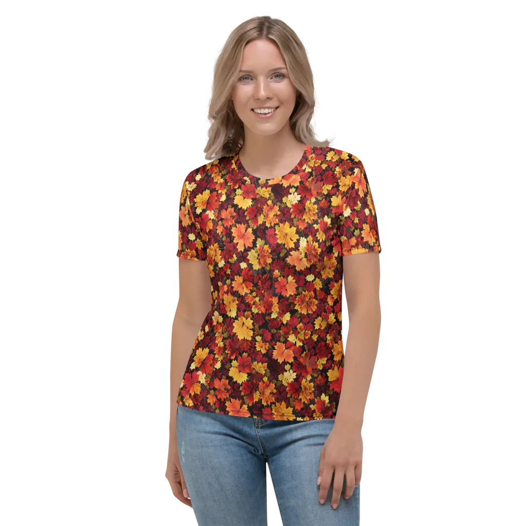 Falling Gold on Women's Crew Neck T-Shirt — Front