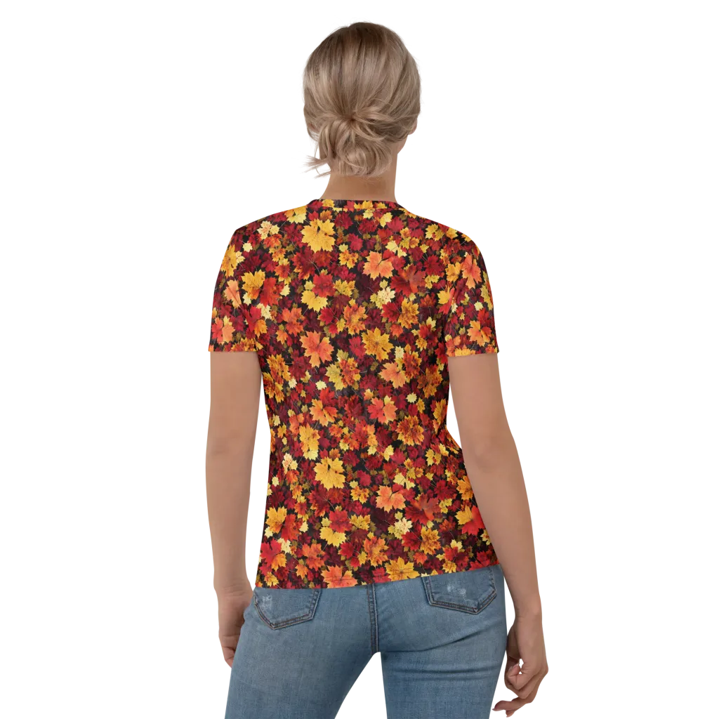 Falling Gold on Women's Crew Neck T-Shirt — Back