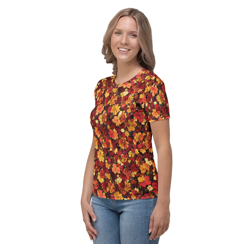 Falling Gold on Women's Crew Neck T-Shirt — Left sleeve
