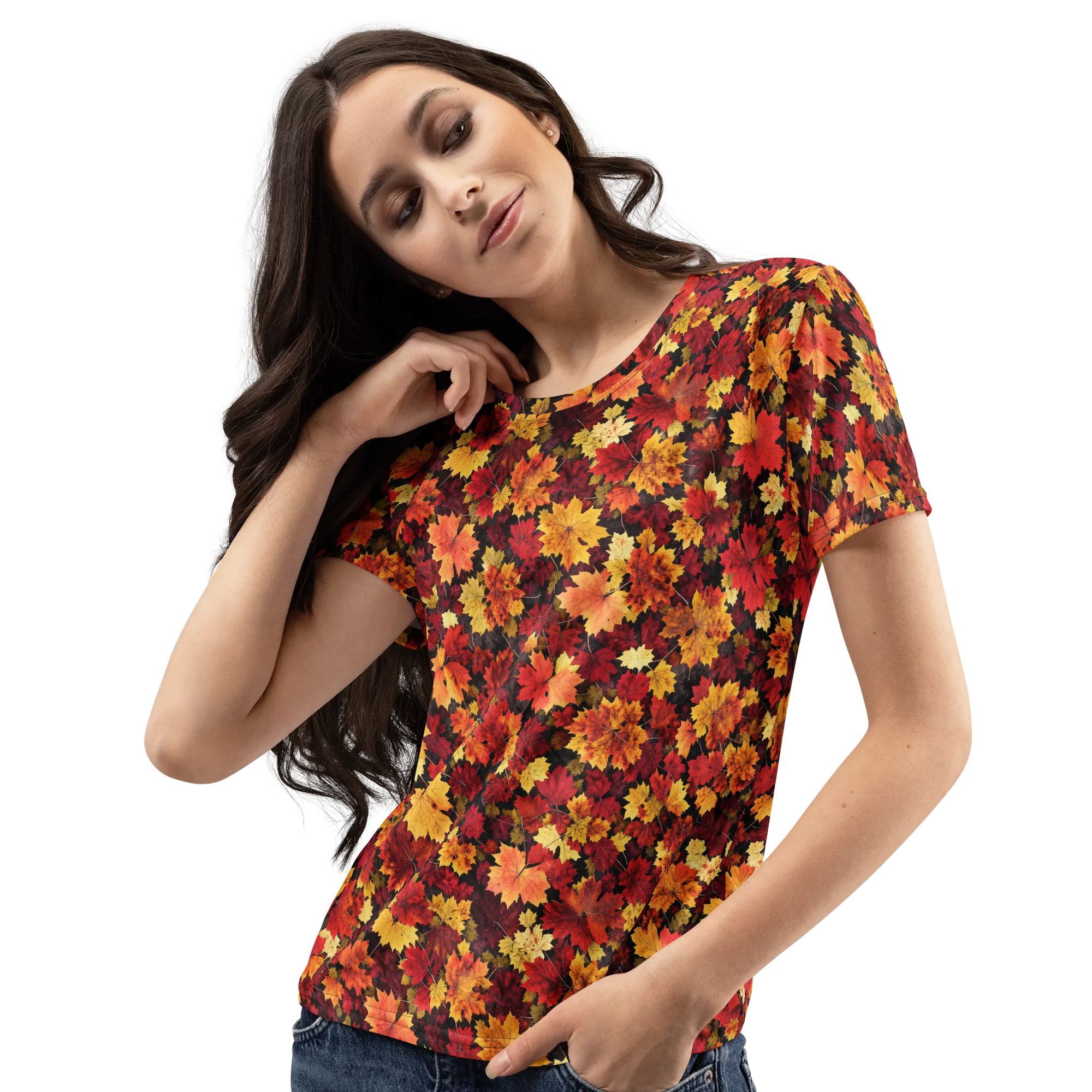 Falling Gold on Women's Crew Neck T-Shirt — Print file