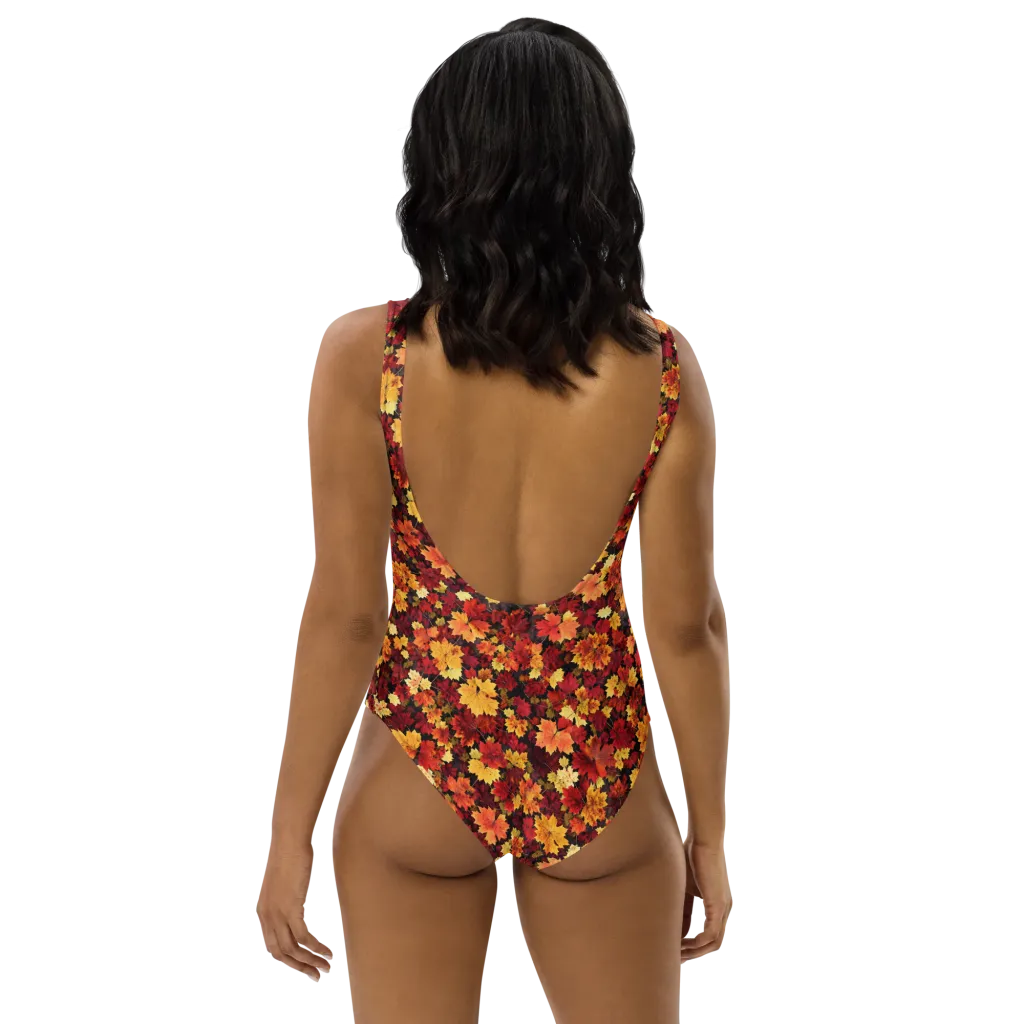 Falling Gold on One-Piece Swimsuit — Back print