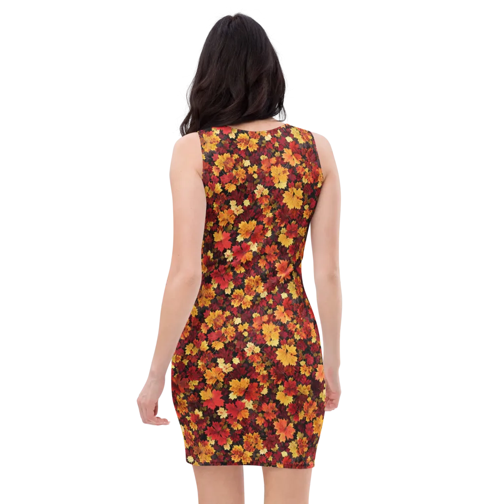 Falling Gold on Bodycon Dress — Back
