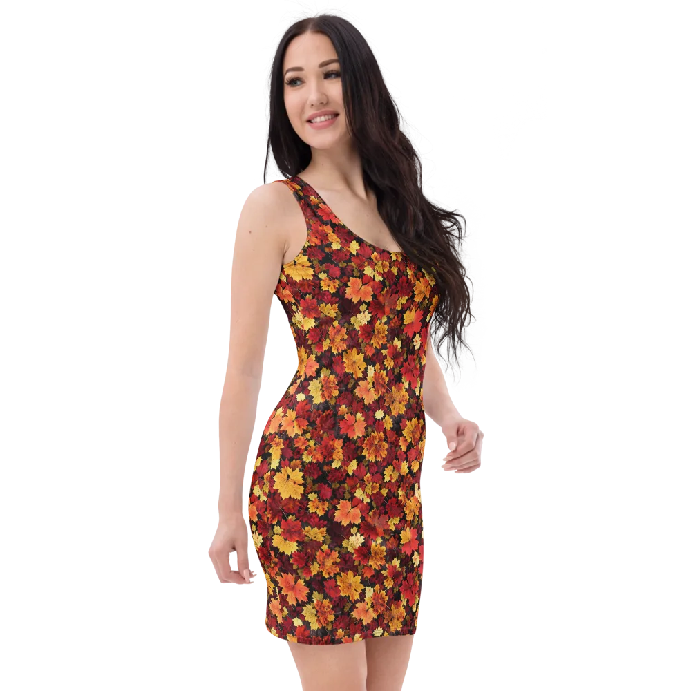 Falling Gold on Bodycon Dress — Right Front