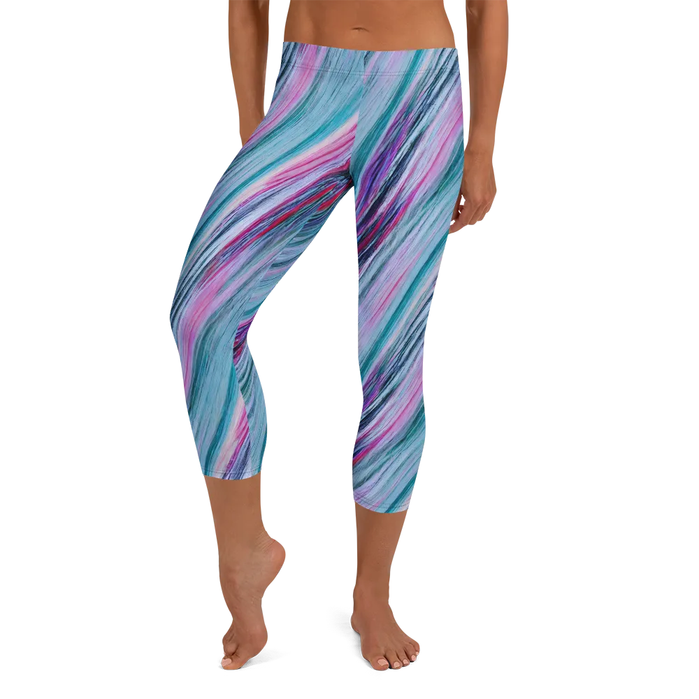 Chromatic Drift on Capri Leggings — Front