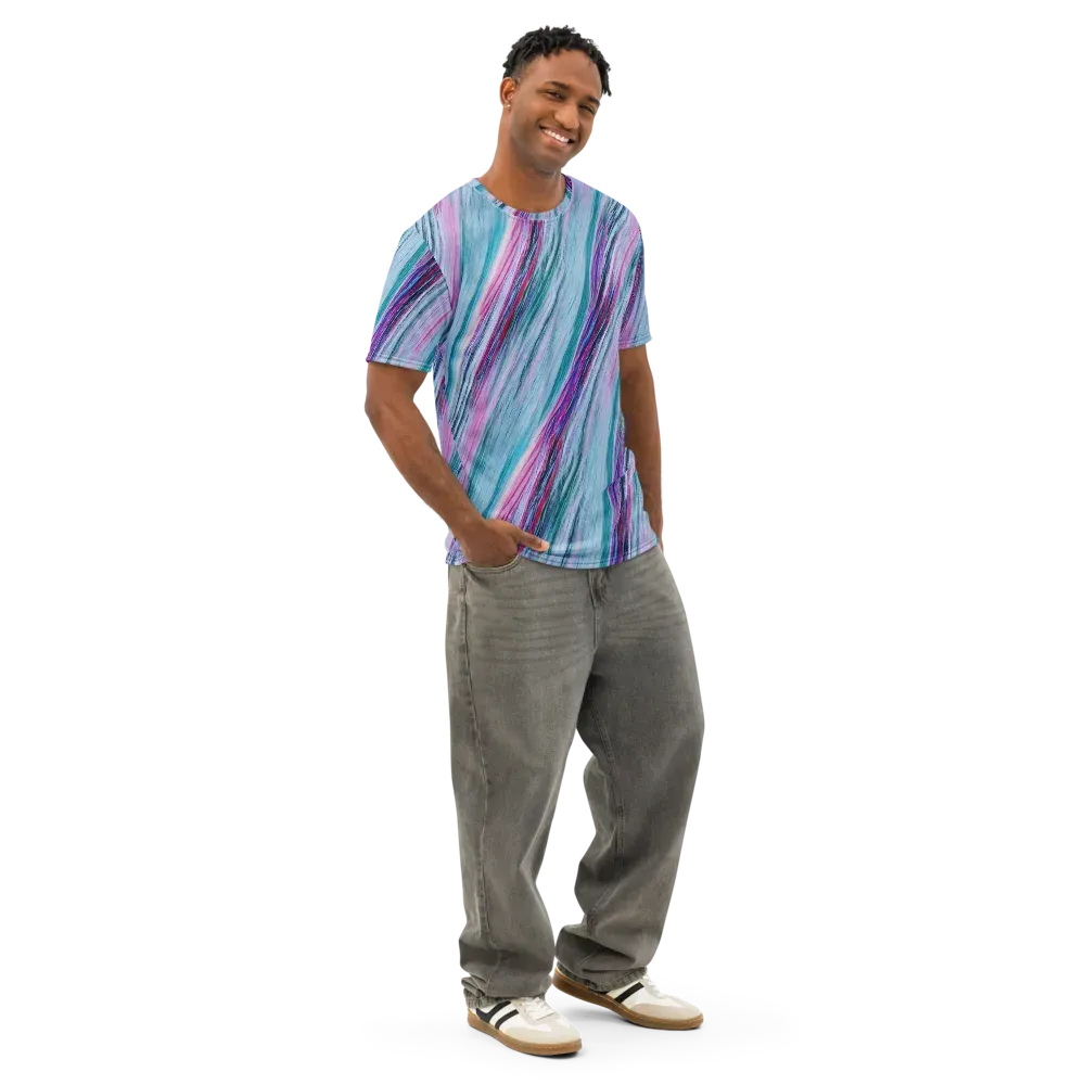 Chromatic Drift on Men's Cotton Crew Neck T-Shirt — Right Front