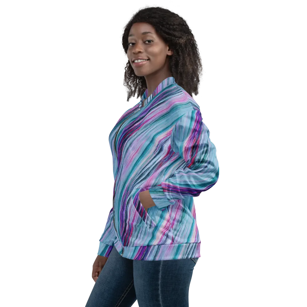 Chromatic Drift on Bomber Jacket — Left sleeve