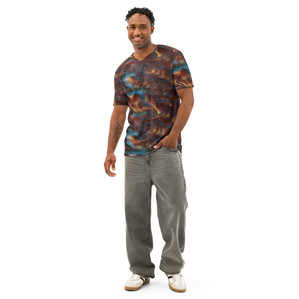Molten Topography on Men's Cotton Crew Neck T-Shirt — Front
