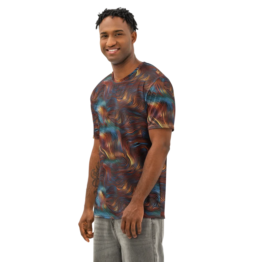 Molten Topography on Men's Cotton Crew Neck T-Shirt — Left Front