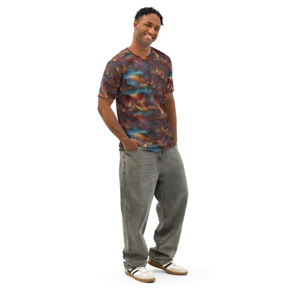 Molten Topography on Men's Cotton Crew Neck T-Shirt — Right Front