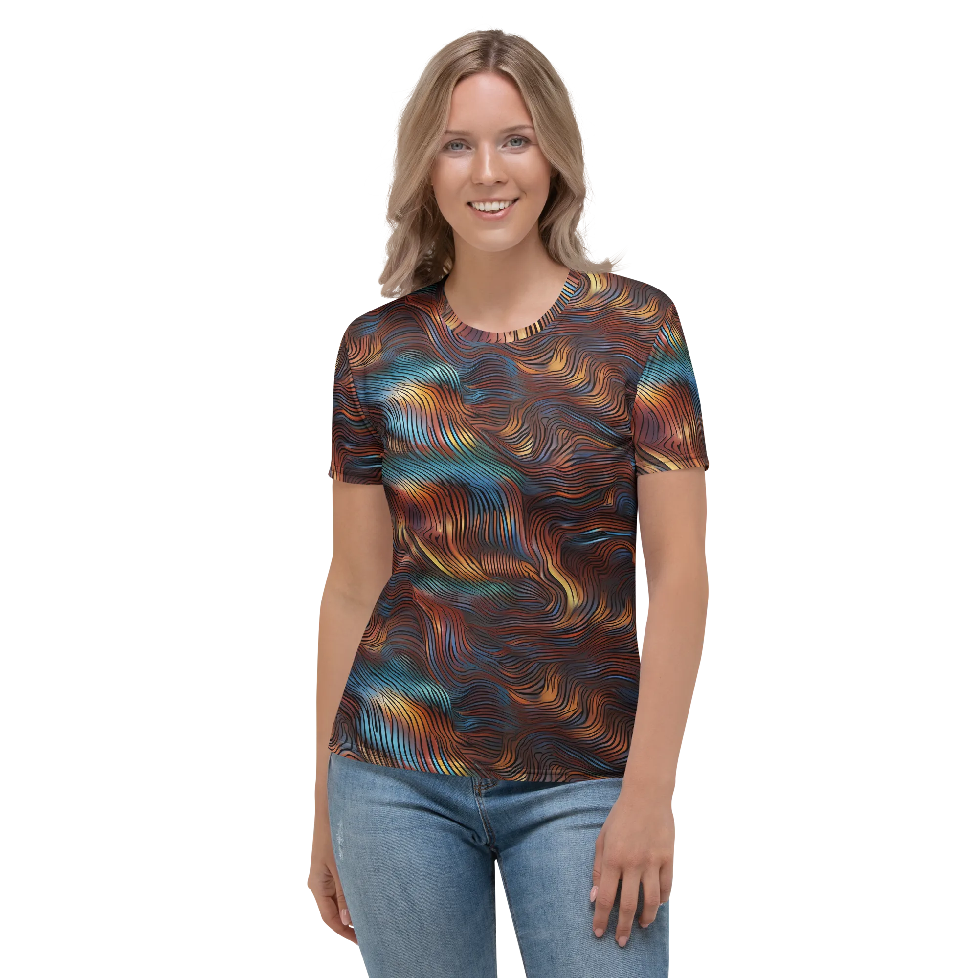 Molten Topography on Women's Crew Neck T-Shirt — Front