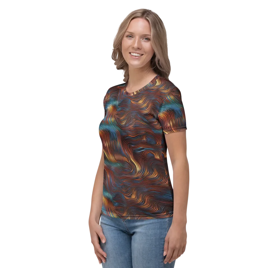 Molten Topography on Women's Crew Neck T-Shirt — Left sleeve