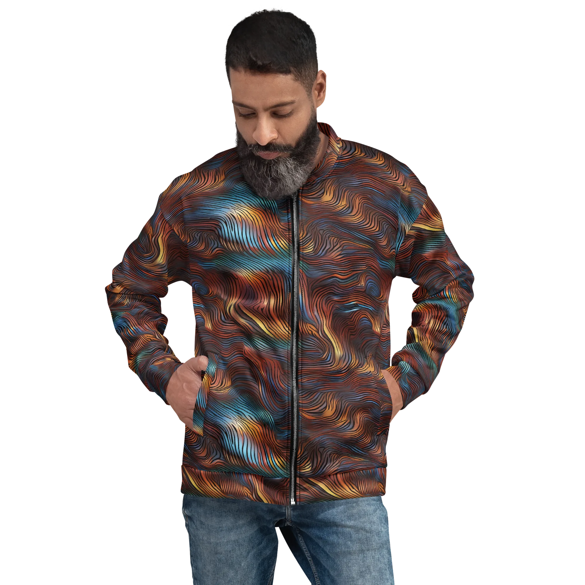 Molten Topography on Bomber Jacket — Front print