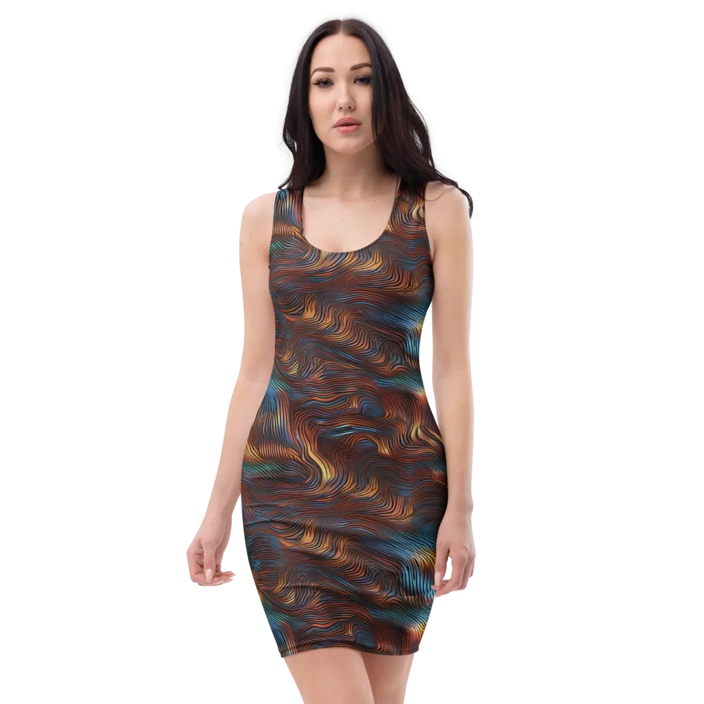 Molten Topography on Bodycon Dress — Front