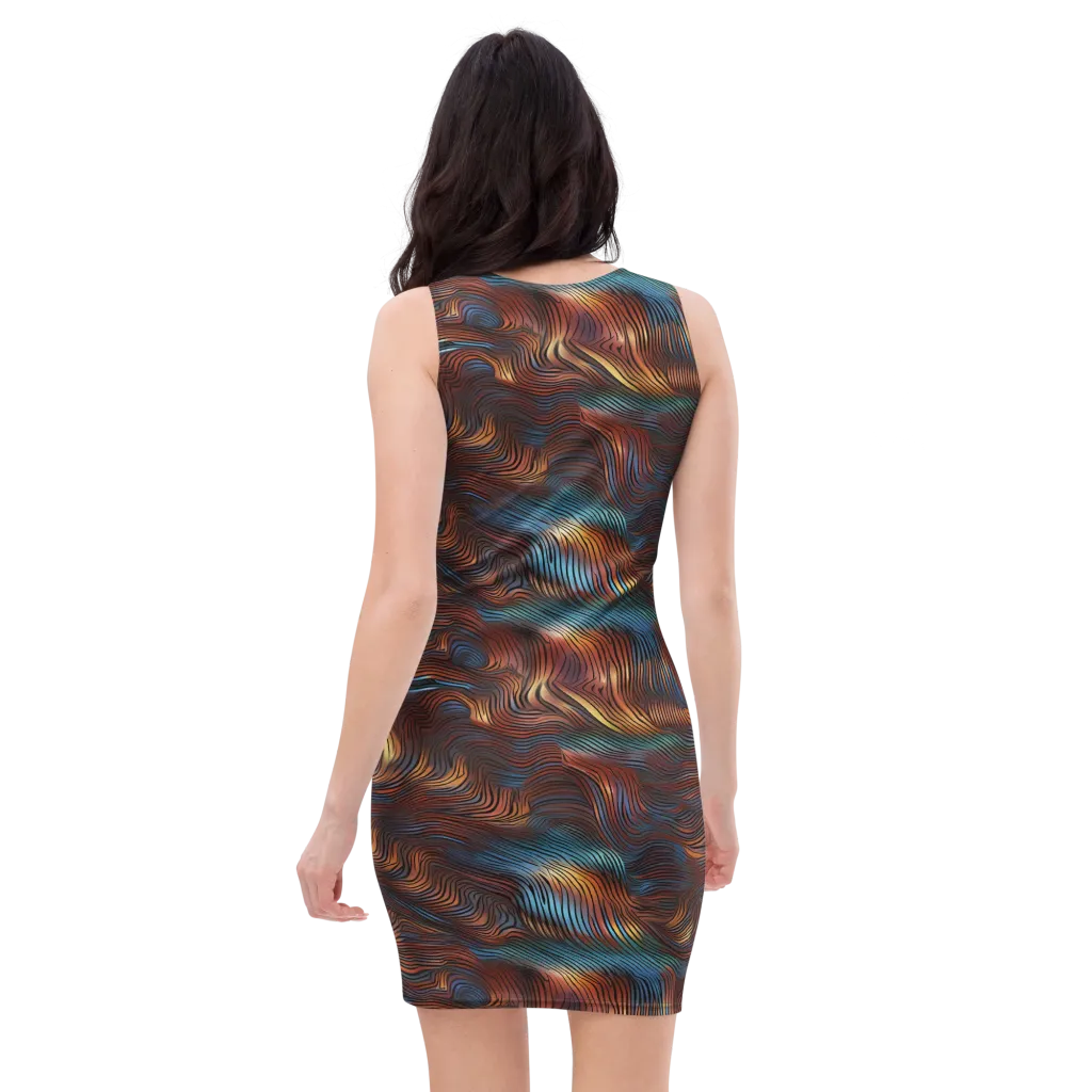 Molten Topography on Bodycon Dress — Back