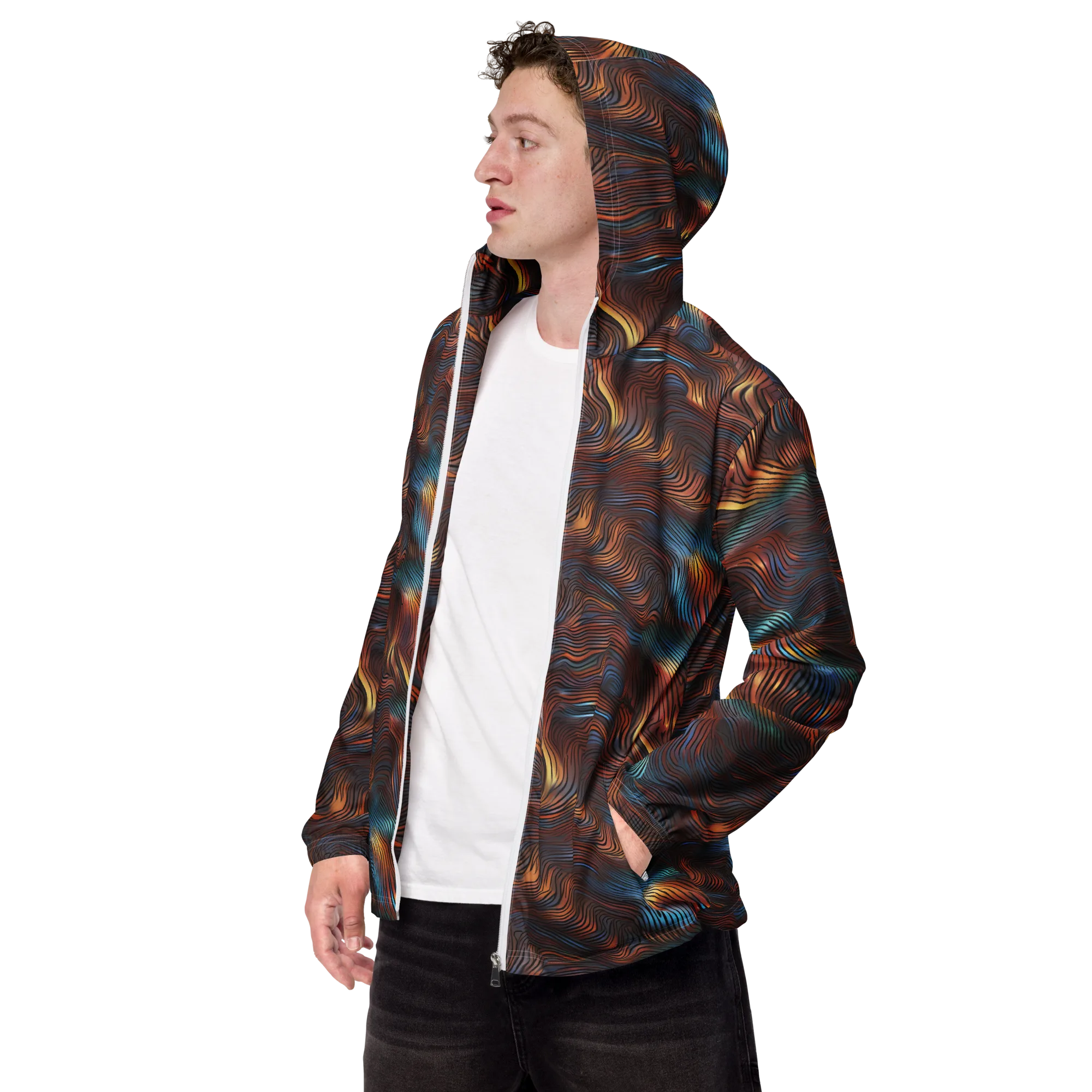 Molten Topography on Men's Windbreaker — Left Front