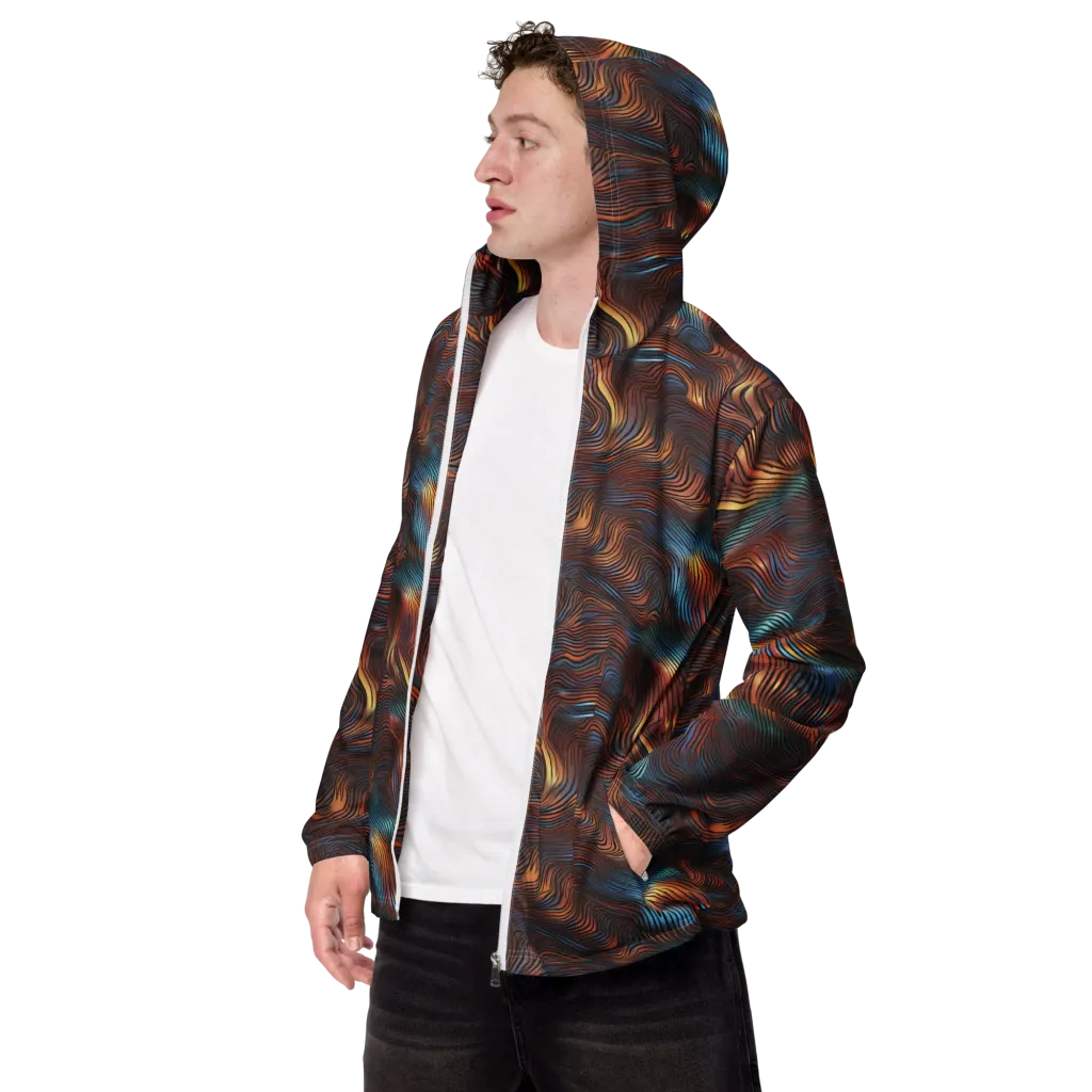 Molten Topography on Men's Windbreaker — Left Front